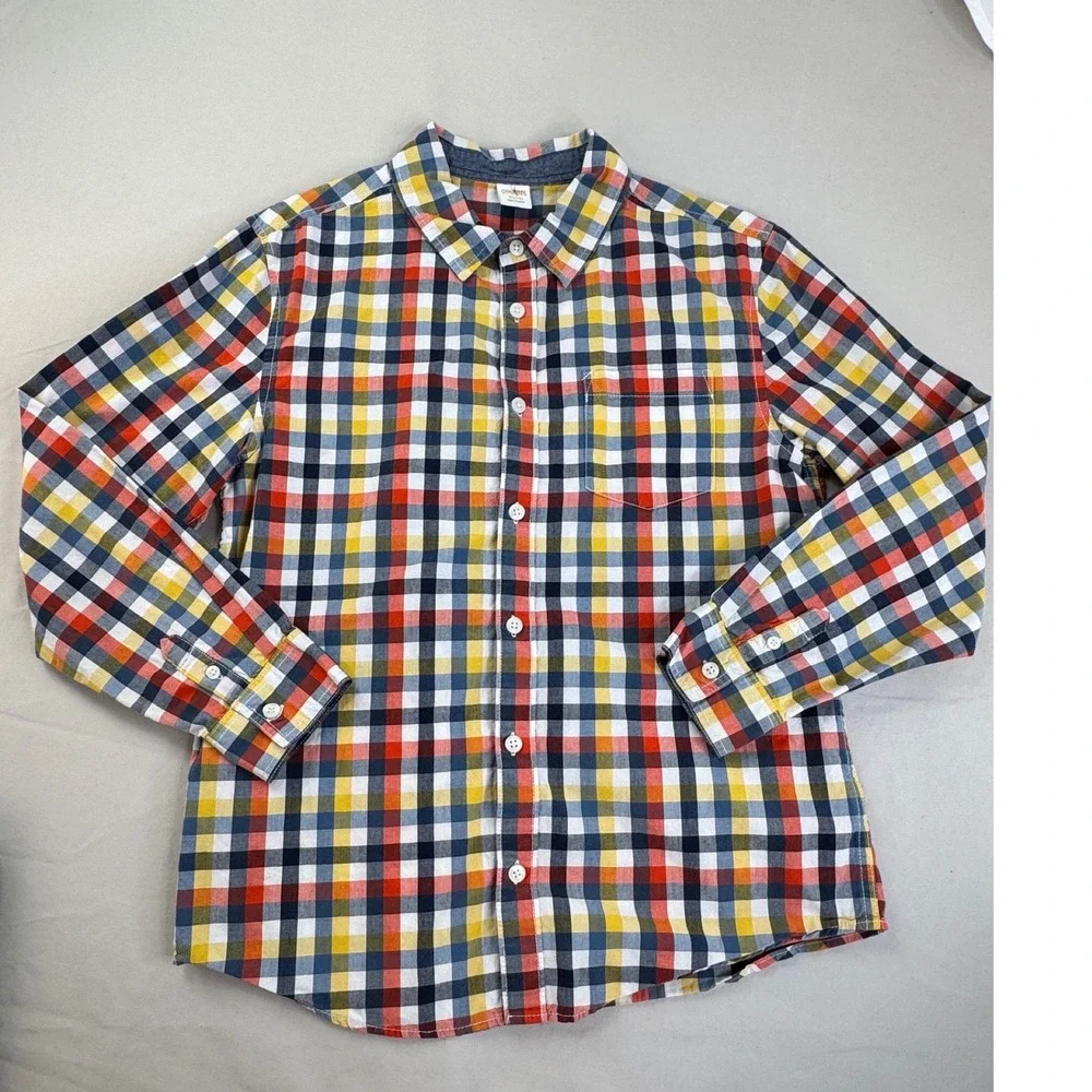 Gymboree Boys XL 14 Plaid Button Down Shirt‎ Multicolor Long Sleeve Cotton